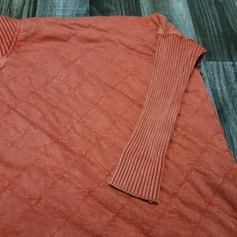 Free People Shiloh Quilted Sweatshirt Pullover‎ Zip Swing Hi Lo Size Small